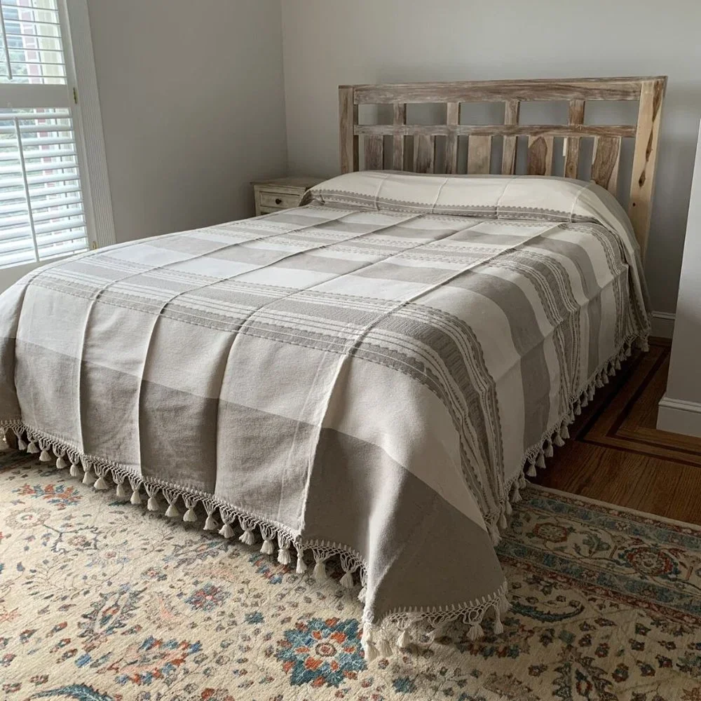 Hand Loom Queen Size Cotton Bedspread.
